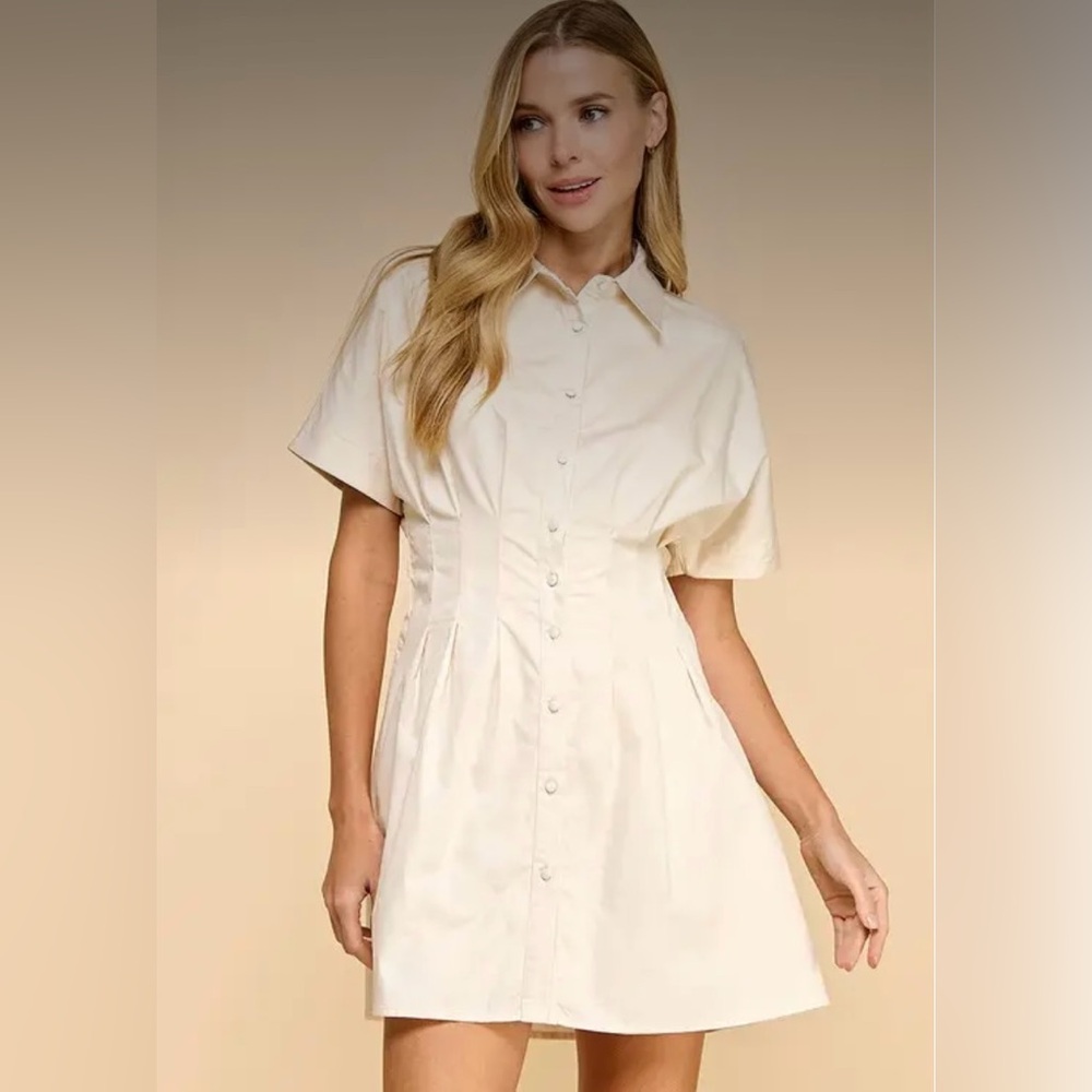 Chic Cream Button-Up Dress